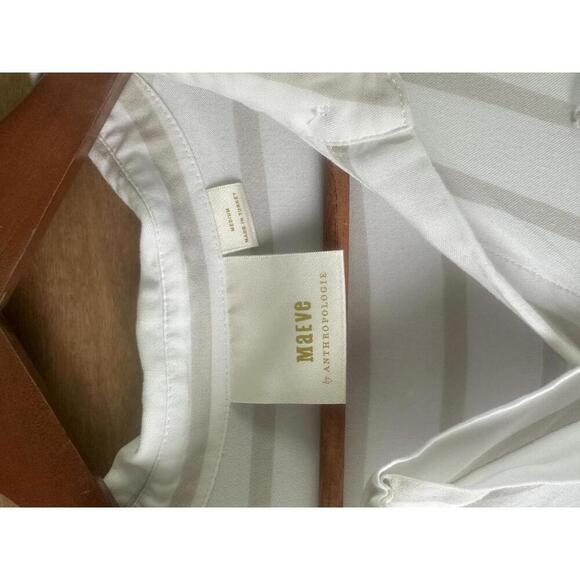 Maeve Anthropologie Sandbridge Striped Tie Front Button Down Tunic Blouse Medium - Picture 8 of 13